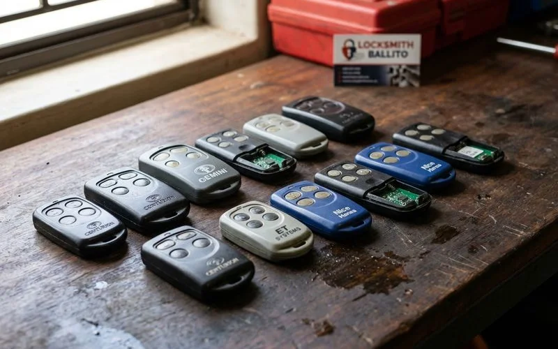 Collection of gate motor remotes for Centurion, Gemini, ET Systems, and Nice Hansa brands